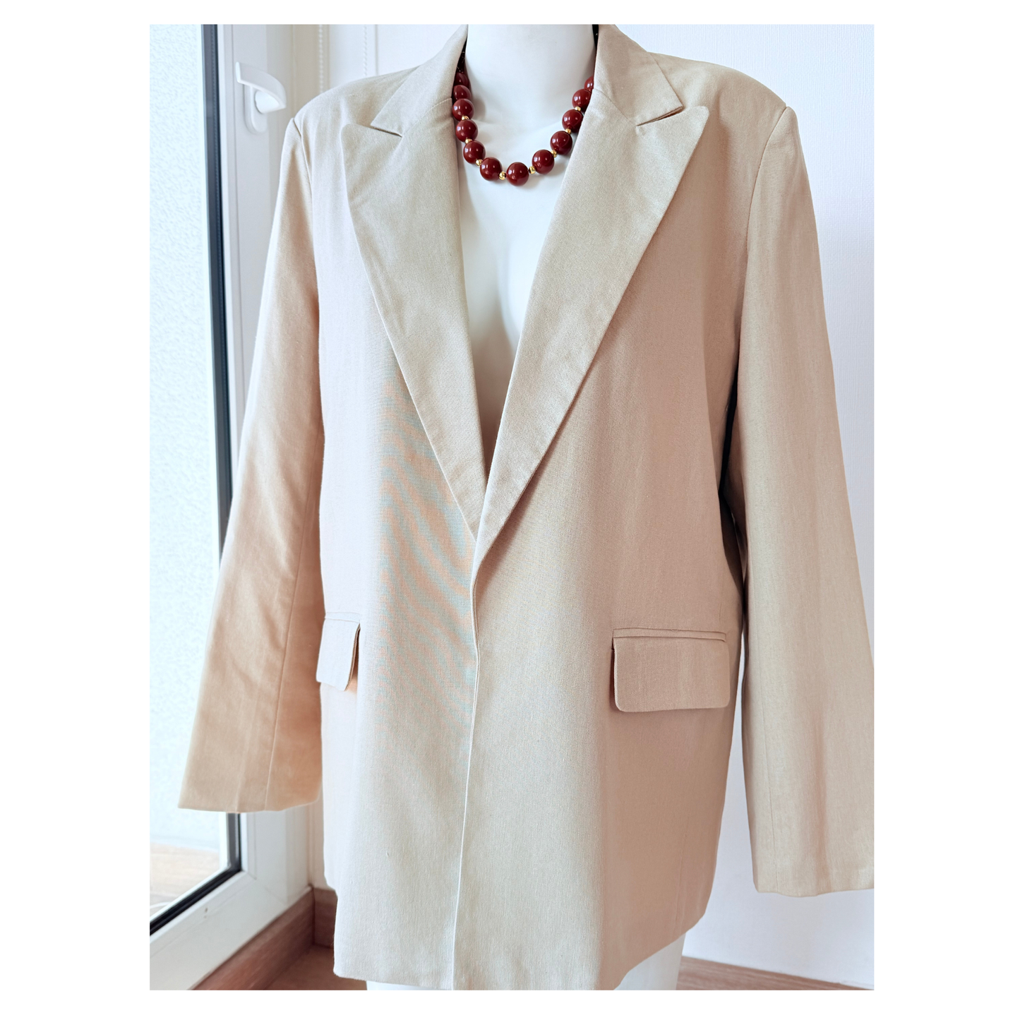 Blazer clásico de Lino Beige