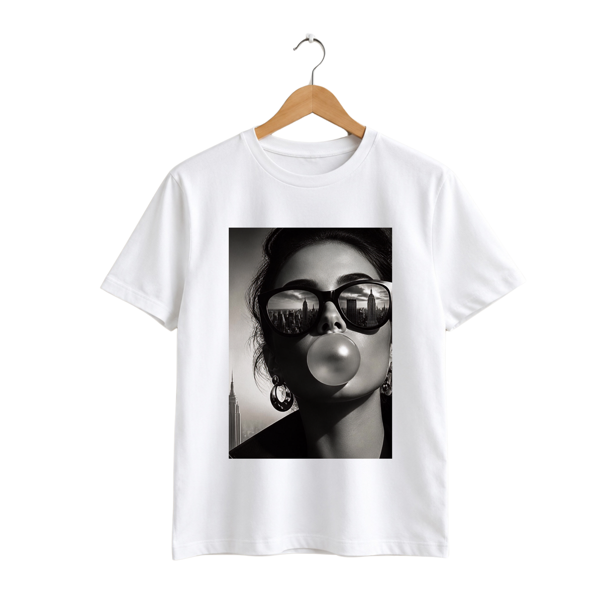 Polera de Algodón con Estampado Mujer con Gafas Nueva York | Vana Chic