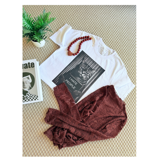 Polera encaje marrón manga larga