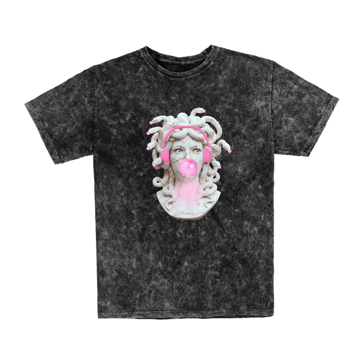 Polera Algodón Mineral Wash con Estampado Medusa y Audífonos | Vana Chic