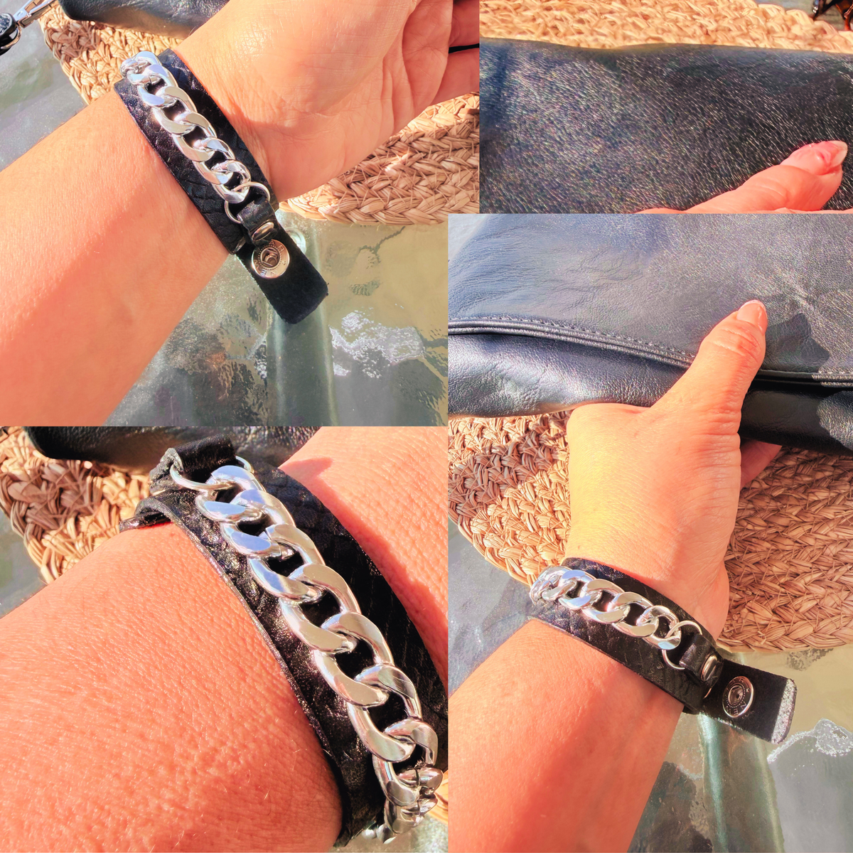 Pulsera de Cuero con Cadena Gracia I Vana